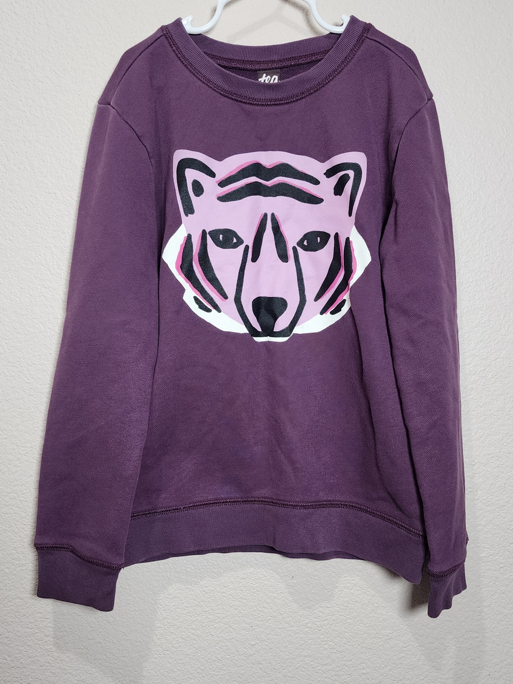 Tea Collection Kids Plum Sweatshirt with Pink Tiger Graphic